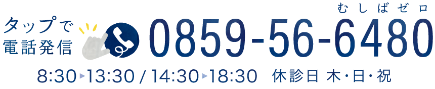 タップで電話発信、診療時間：午前8時30分から13時30分、午後14時30分から18時30分